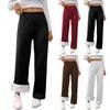 Pantalon Thermique à Jambes Larges en Polaire Doublé de Mouton pour Femme Hiver Polaire Doublé Épaissi Décontracté Vêtements d'Extérieur