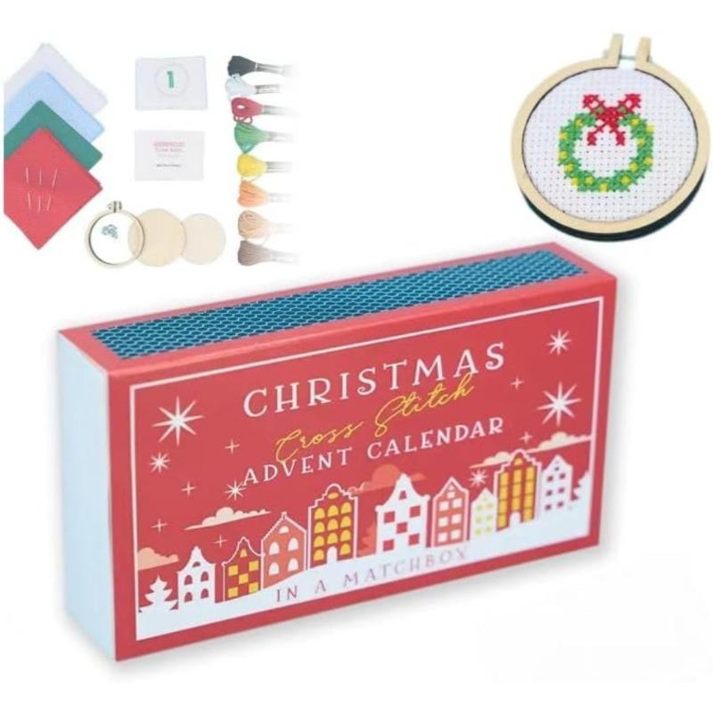 Christmas Cross Stitch Advent Calendar, Christmas Countdown Advent Calendar Embroidery Kit 2024, Gift for Beginners and Craft Lovers