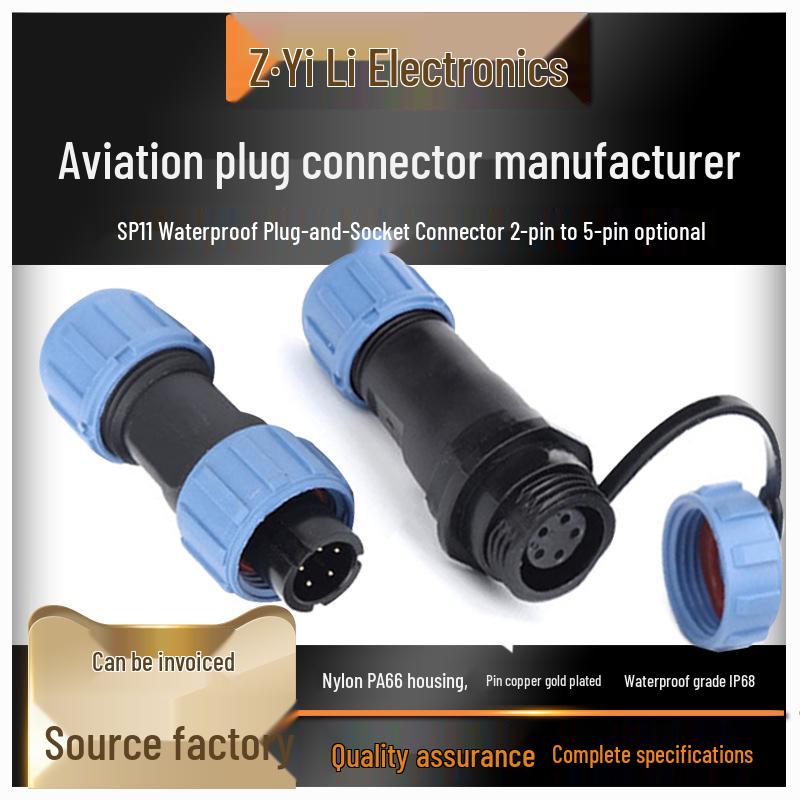 SP11-2345 IP68 Waterproof Aviation Connector, 5-Pin Signal Socket, Compatible with Weipu