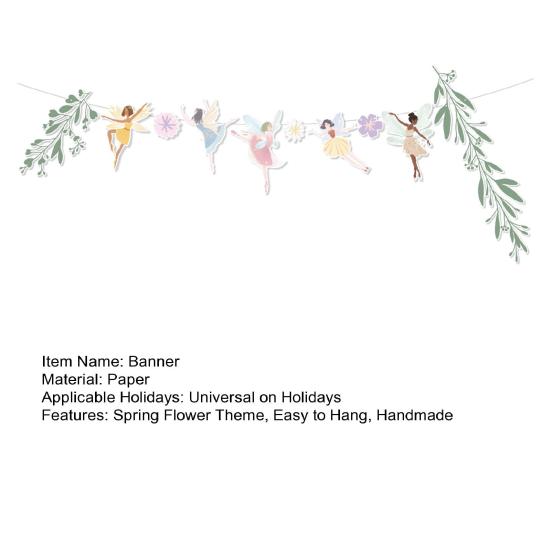 Yousheng DIY Spring Flower Banner Handmade Paper Fairy Leaves Floral Hanging Garland Wedding Baby Shower Birthday Party Backdrop