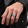 Natural Stone Devils Eyes Ring for Men,Punk Waterproof Stainless Steel Adjustable Cuff Ring,Türkiye Exorcism Jewelry Gift