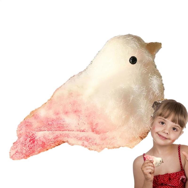 Handmade Squishy Realistic Bird Kid Squeeze Toys Silicone Soft Flocked Pinch Sensory Toys for Kids Desktop Ornament Pinching Toy