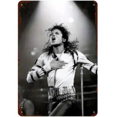 Vintage Michael Jackson Metallschild Bad Tour Schwarz-Weiß Wanddekoration