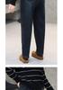 2025 Herbst/Winter Übergröße Fleecegefütterte Schlankmachende Retro Denim Haremshose für Birnenförmige Figuren