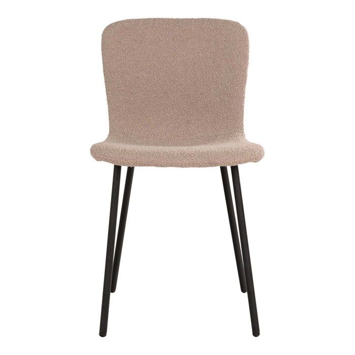 2 chaises de salle à manger en bouclette beige avec pieds noirs