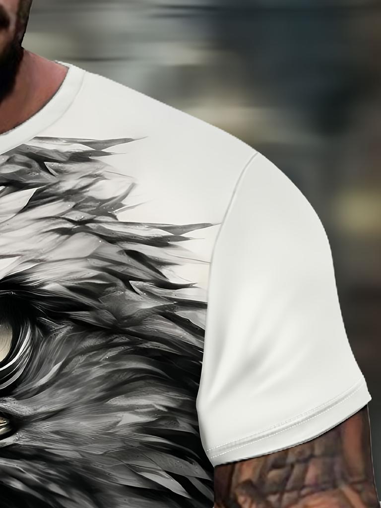 Men'S Eagle Graphic Crew Neck T-Shirt - Trendy Summer Casual Top Suitable for Everyday Wear And Vacation Outfits