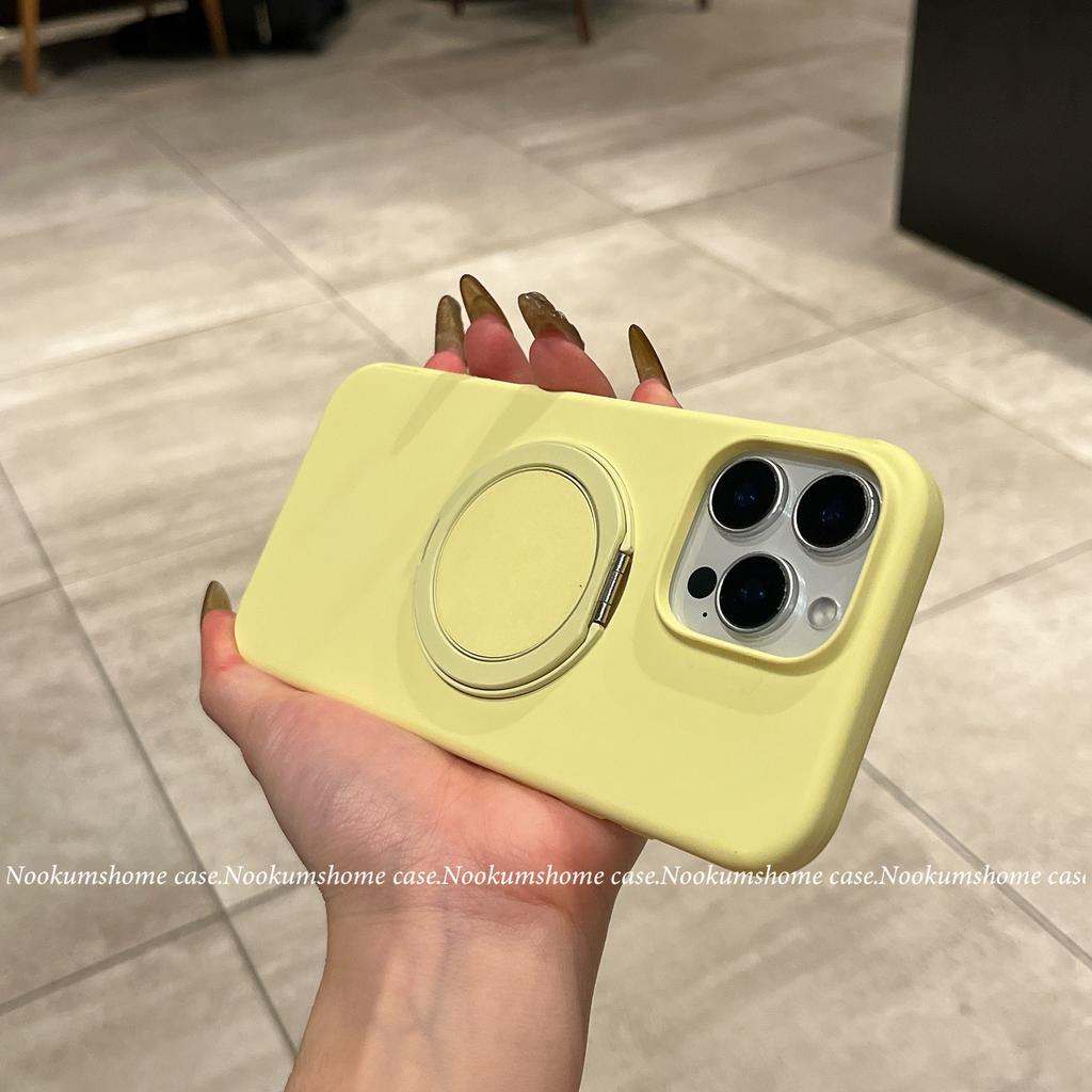 Applicable To IPhone 16 Liquid Silicone Rotating Magnetic Suction Bracket Mobile Phone Case Apple 15 Large Hole Anti Fall Protection Case 14