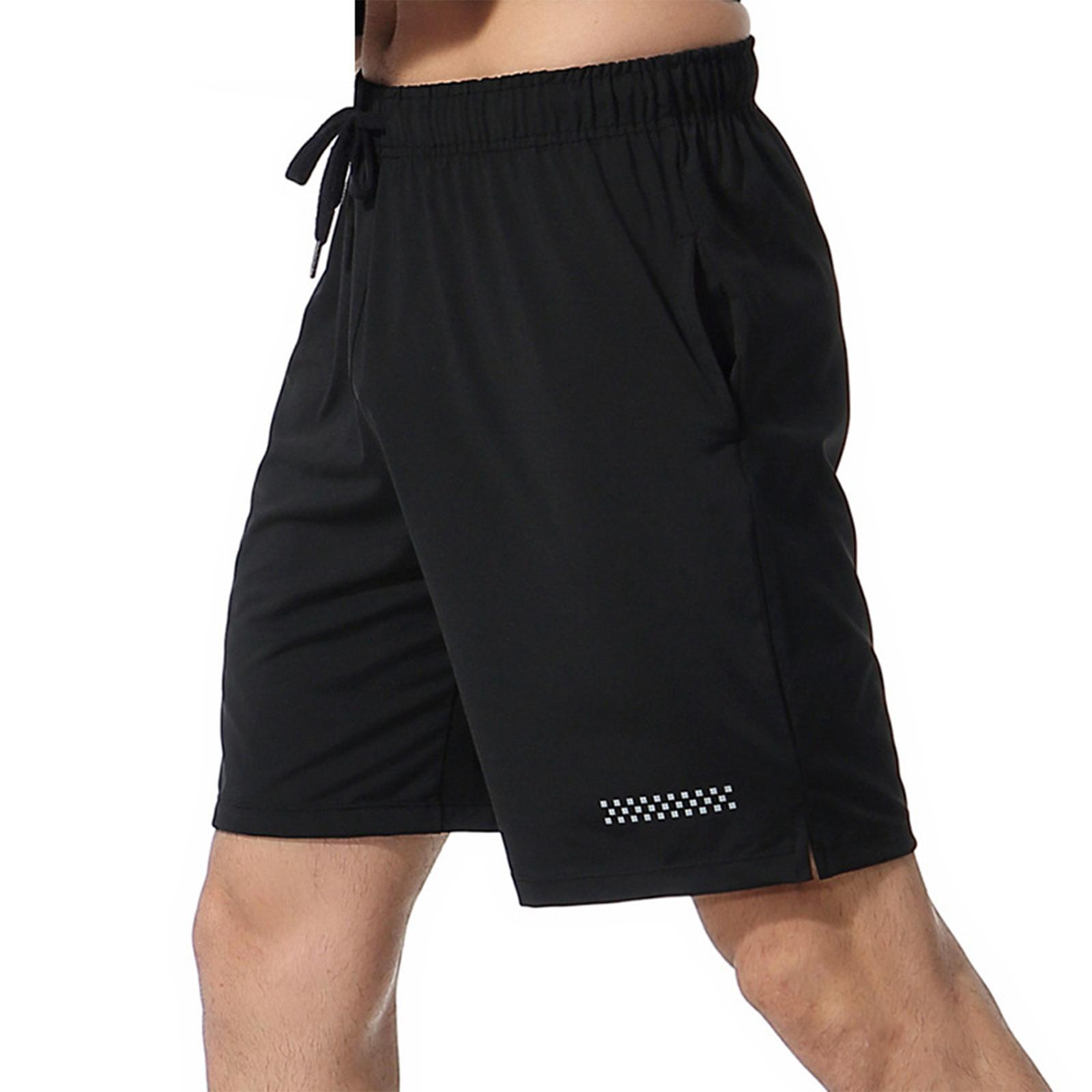 Men s Fitness Shorts High Stretch Quick Dry Basketball Training Black Pants S чёрный