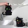 Cartoon Black Cat Hand Towel Animals Shape Absorbent Hand Cloth Kitchen Cleaning Wipe Cloth Kid Bathroom Hanging Towel