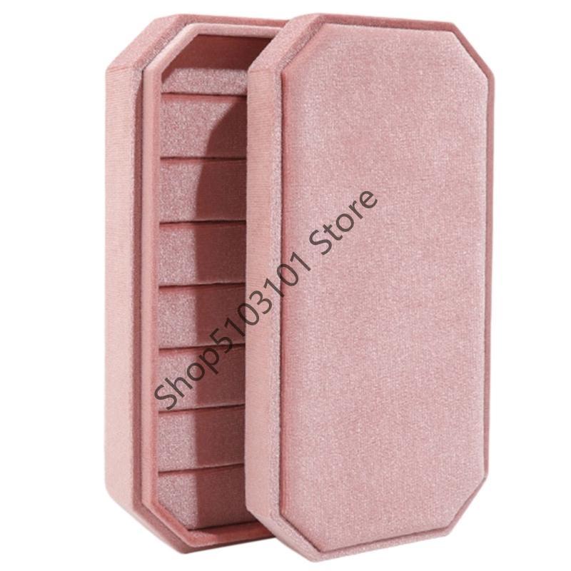 

1PC Velvet Flannel Jewelry Storage Box Home Jewelry Display Box with Cover Necklace Ring Earring Jewelry Organizer рожевий