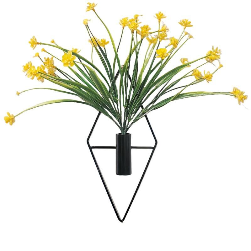 Set di 2 Fioriere da Appendere a Parete con Piante Artificiali, Vasi da Appendere in Metallo, Supporti per Piante da Interno, Arte da Parete Geometrica Moderna, Adatto per la Casa