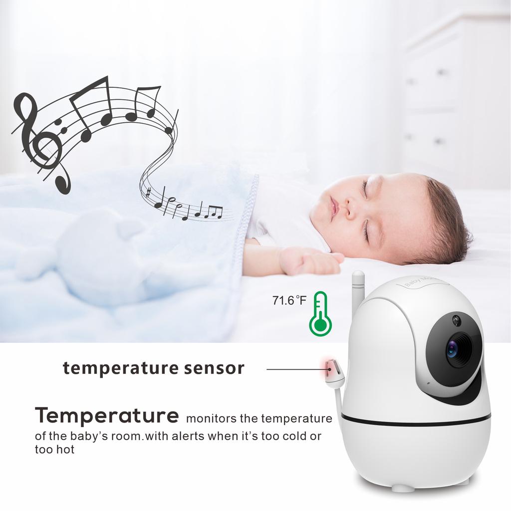 New 5 Inch Video Baby Monitor with Camera and Audio, 4X Zoom, 22Hrs Battery, 1000ft Range 2-Way  Temperature Sensor Lullaby