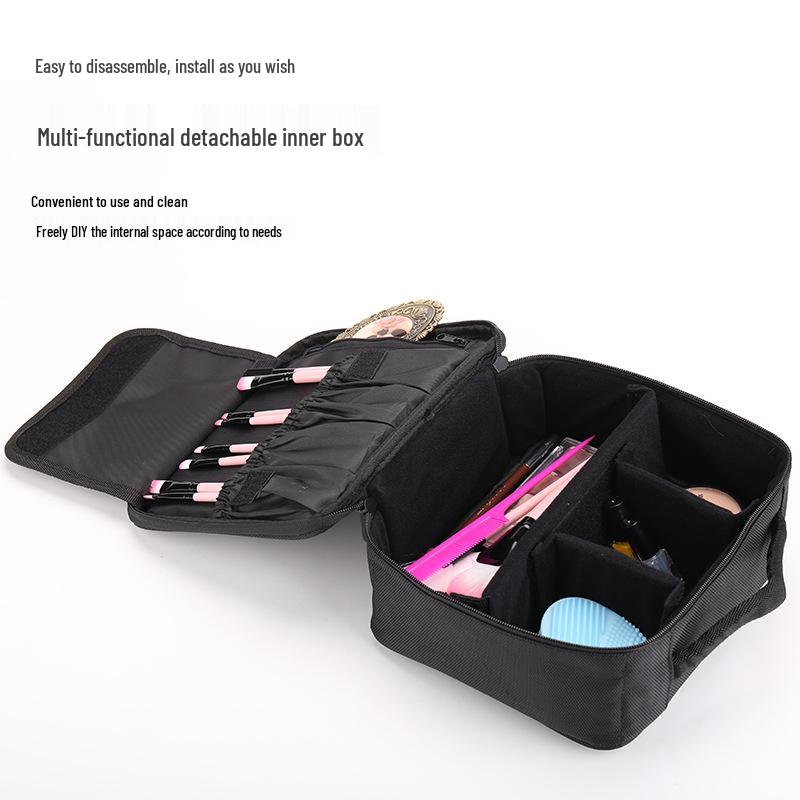 Multifunctional Portable Makeup Bag with Large Capacity and Shoulder Strap