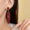 Silver needle enamel glaze wine red slender water drop earrings autumn and winter new high-end earrings temperament earrings women