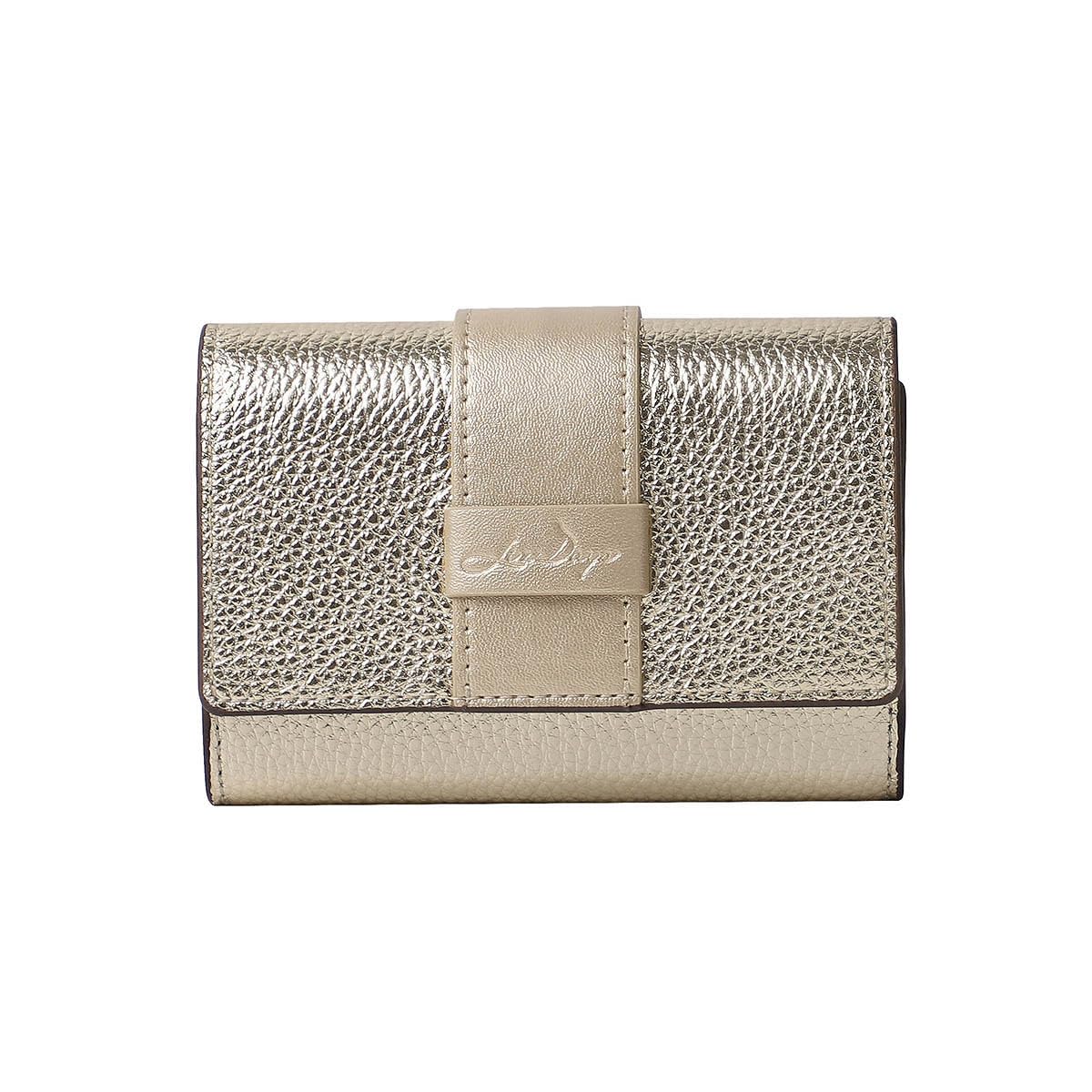 

Женский складной кошелек Lizdays, Маленький, Натуральная кожа, Легкий, Компактный, Картхолдер, Устойчивый к деформации, Защита от скимминга (Золото)