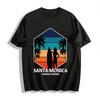 Santa Monica Summer Surfing Coconut Tree Print Casual T-Shirt Pure Cotton T-shirt