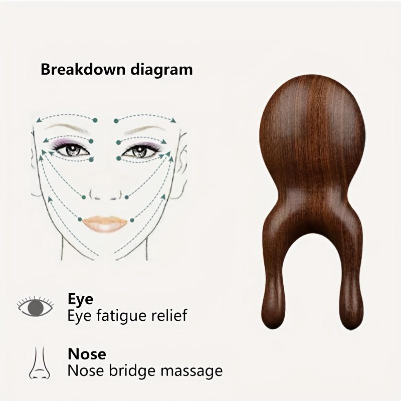 1/2pcs Eyes Facial Wood Gua Sha Tool, Natural Sandalwood Wooden Nose Guasha Massage Tools, Face Manual Meridians Massager Tool