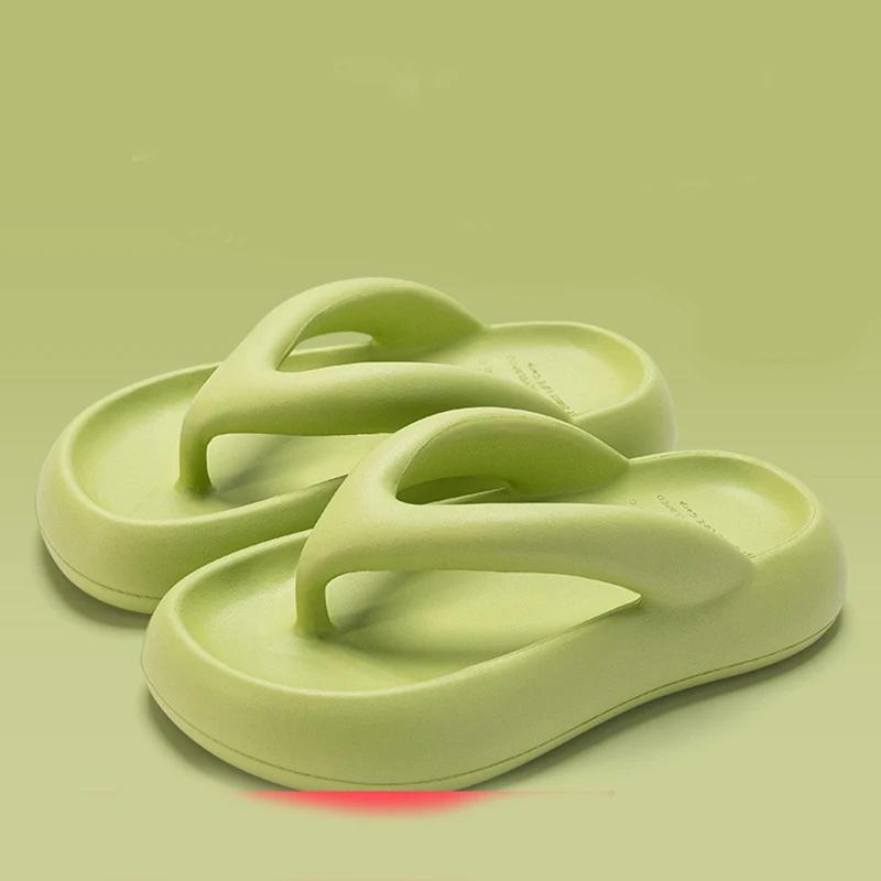 Fashion Thick bottom flip flops for women's summer 2025 new height increasing anti slip beach sandals beach slippers for outdoor wear