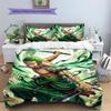 Zoro gemustertes Kissenbezug & Bettbezug Set Anime Einzigartige Stilvolle Bettwäsche für Schlafzimmer Innendekoration Bestes Geschenk.-TING