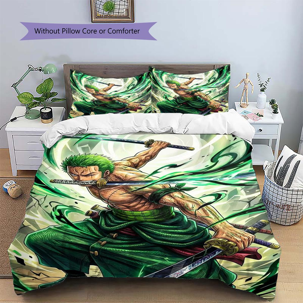 

Zoro Patterned Pillowcase & Duvet Cover Set Anime Unique Stylish Bedding for Bedroom Interior Decor Best Gift.-TING 135x200cm