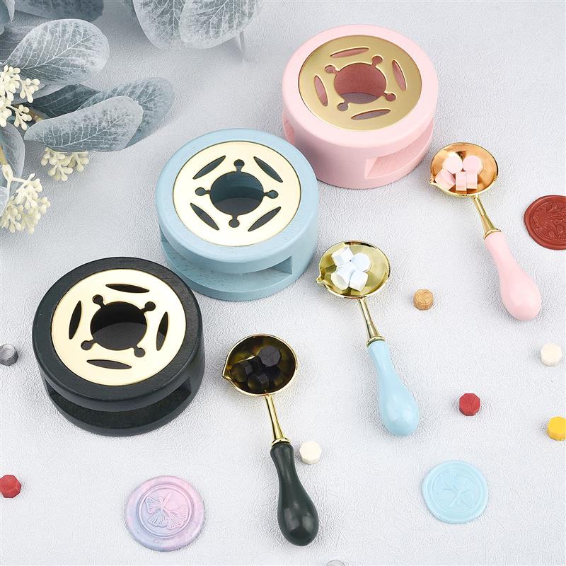 Wax Seal Stamp Set Lacquer Furnace Solid Wood Stove Fire Paint Seal Supplies Wax Spoon Sealing Wax Melting Pot Craft Supplies