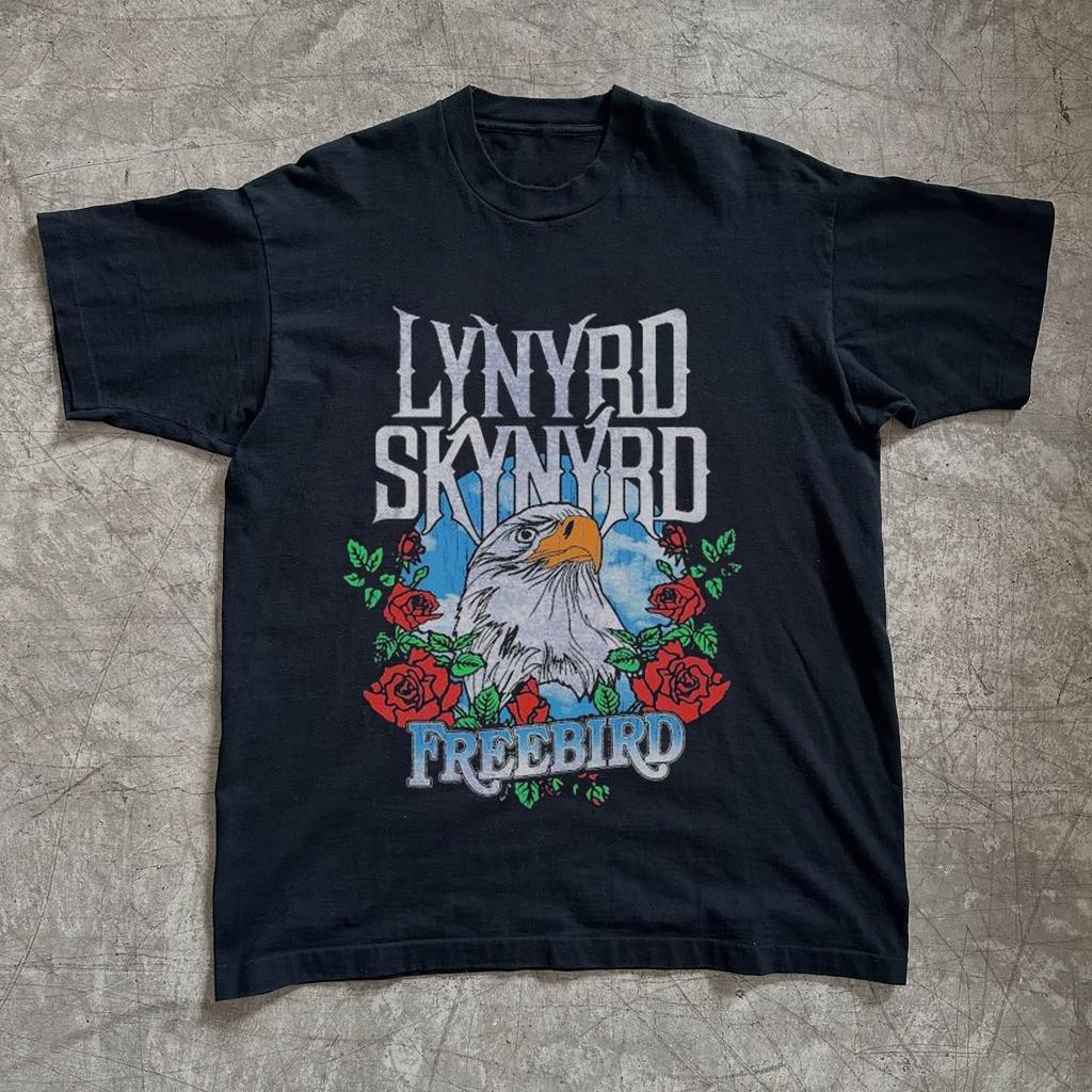 Lynyrd Skynyrd Freebird Eagle Roses T-shirt, Unisex Black T-shirt, Size S-5XL