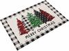 Merry Christmas Tree Bath Mat Buffalo Check Plaid Non Slip Washable Microfiber Rug