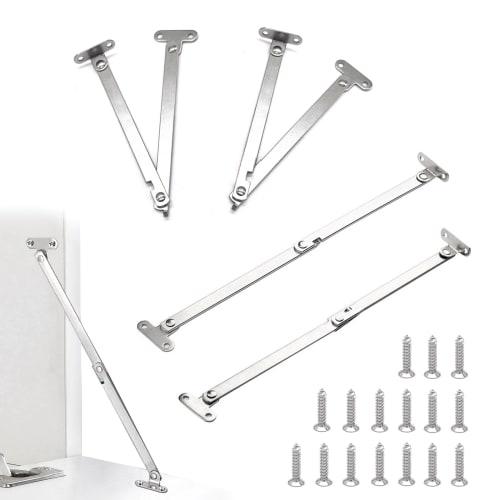 

4-Piece Support Hinges Set, 2 Folding Hinge Hinges (Left and Right), Stainless Steel Hinge Fixings, 180-Degree Rotating Lid Hinges, Furniture Decorati