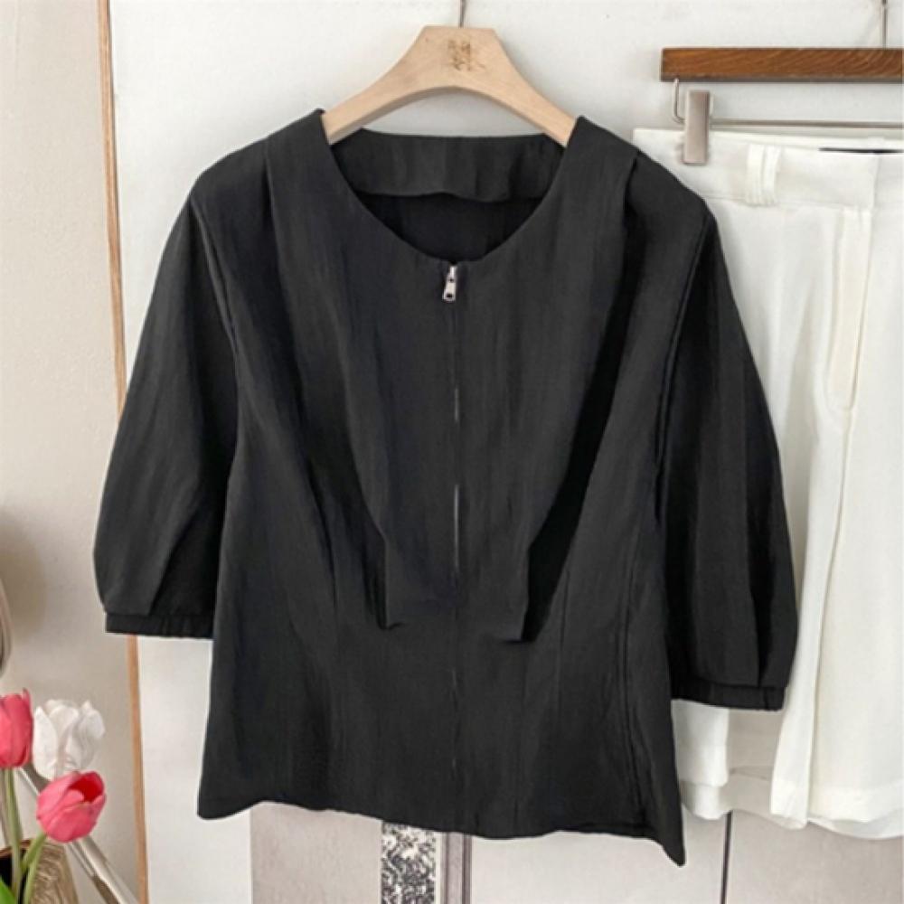 New ArrivalS Open Run Women S Nylon Puff Shoulder No Collar Zip Up Shirt