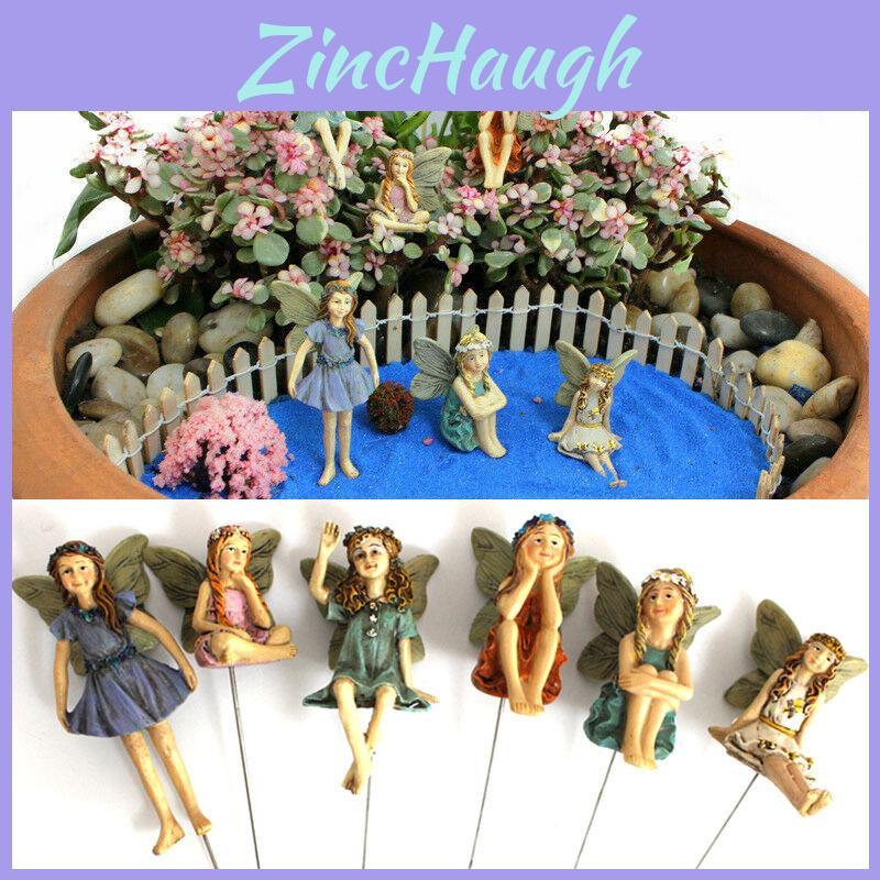 6pc Miniature Fairy Garden Figurines Set Vibrant Multicolored Outdoor Micro Landscape Decor