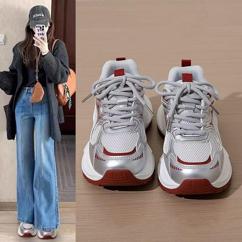 Breathable dad shoes women's shoes thick-soled 2025 new small waist casual shoes soft-soled lightweight sports shoes