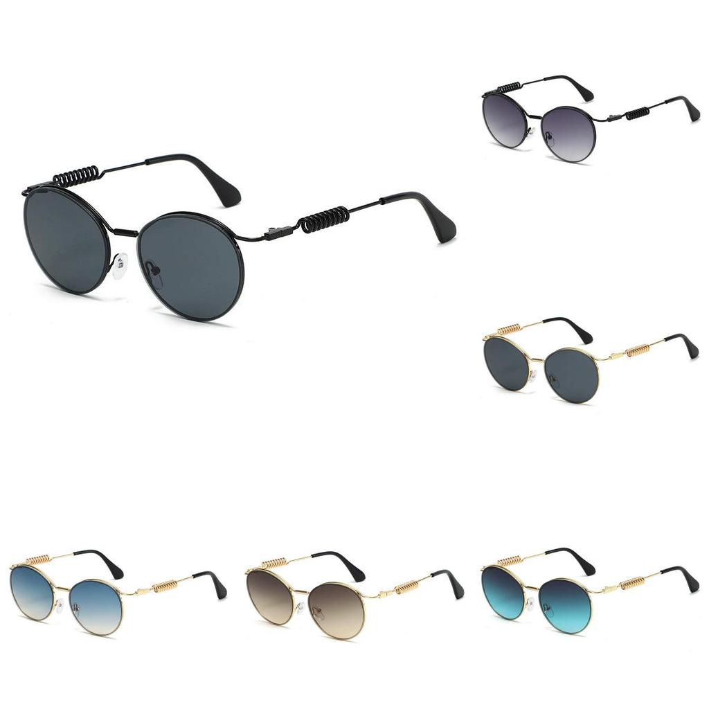 Okrągłe metalowe okulary przeciwsłoneczne w stylu steampunk z ochroną UV400 do aktywności na świeżym powietrzu i w modzie
