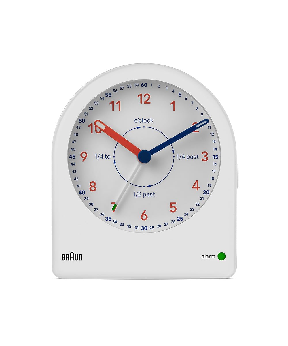 

[Officially Imported] BRAUN Time Teacher Alarm Table Clock, White/Orange, BC22TW