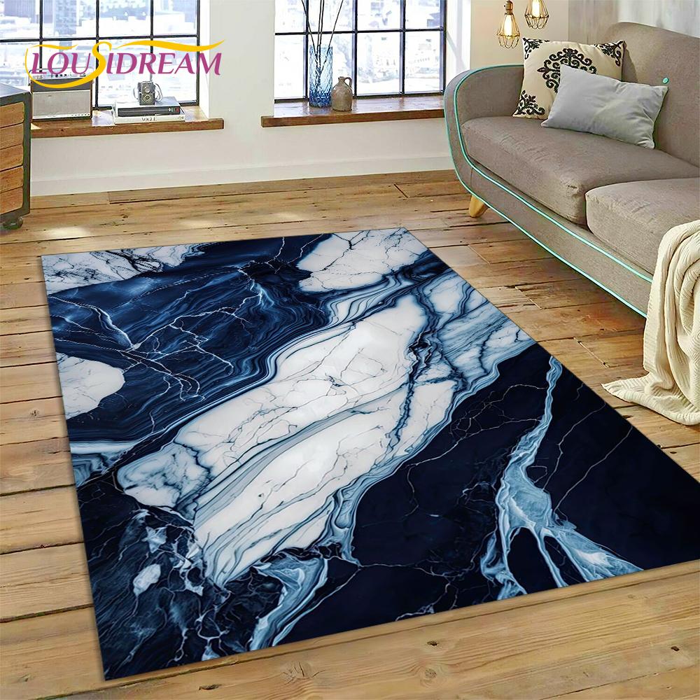 Dream Colour Marble Blue Green Gold Luxurious Carpet Rug for Home Living Room Bedroom Sofa Doormat Decor