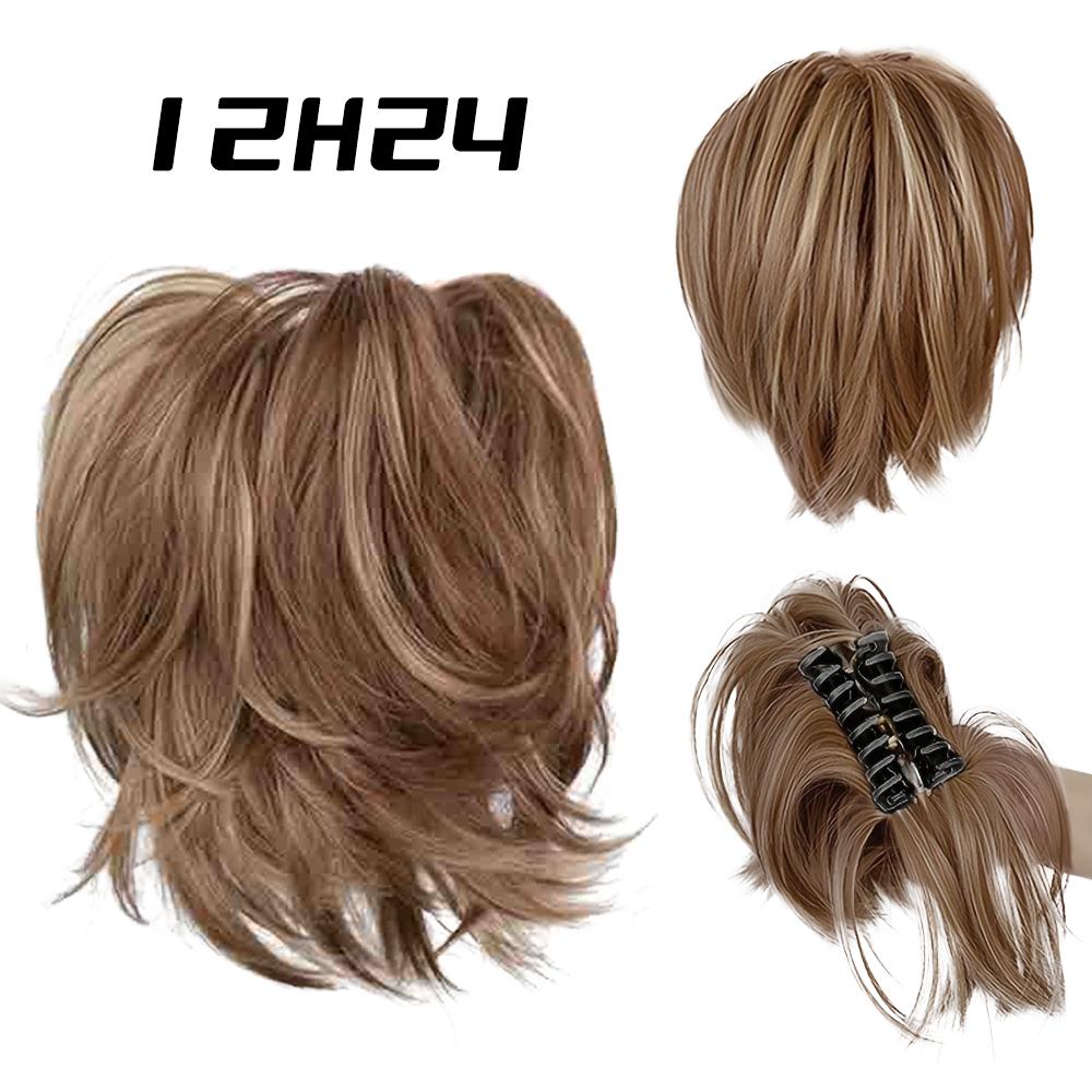 MISS WIG Synthetic Short Wavy Ponytail Extensions Deformation Claw Ponytail Style For Women Daily Party Wear