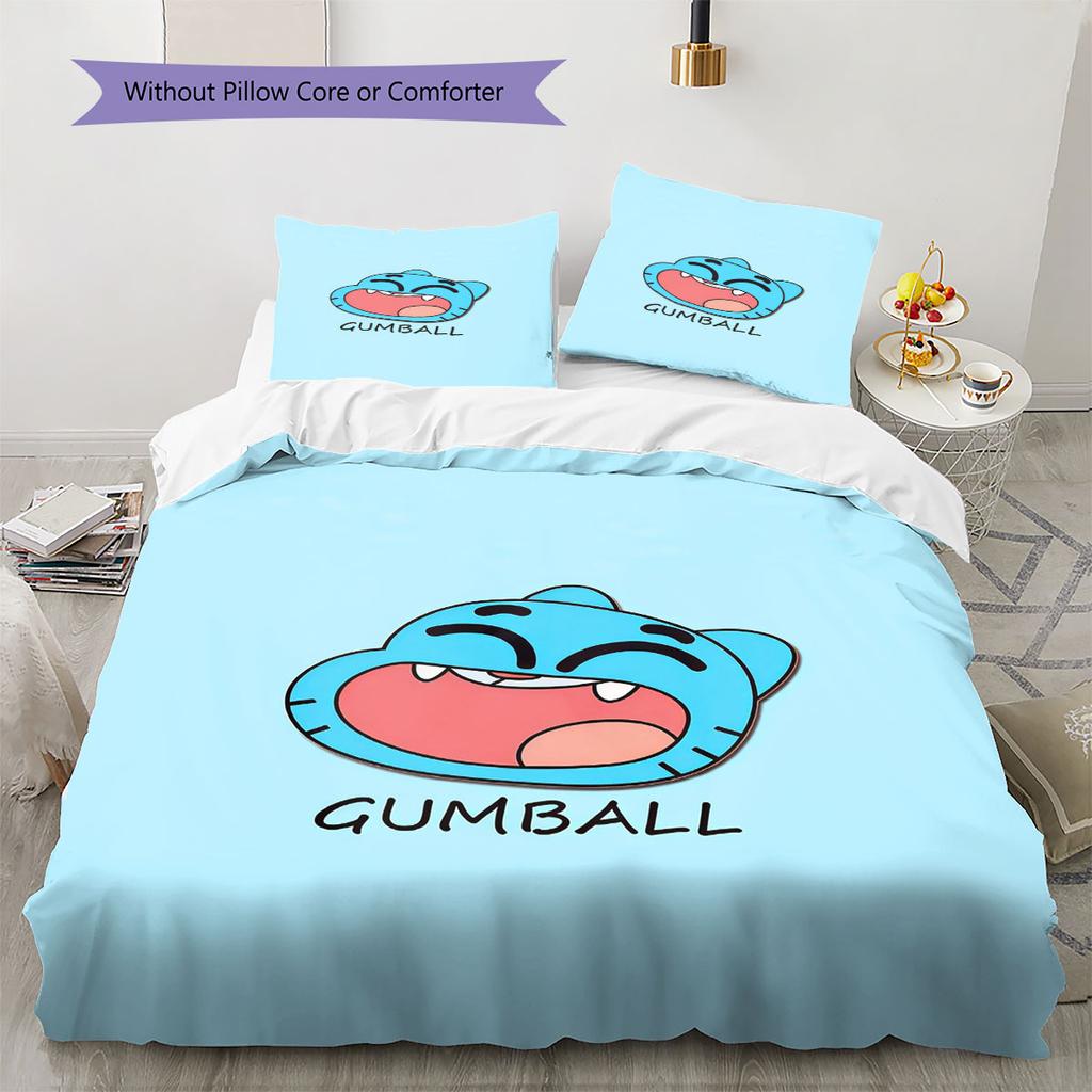 Biancheria da letto con motivo Gumball Decorazione per la casa Regalo di compleanno ( 1 copripiumino + 2 federe, senza imbottitura),merchandising per fan.