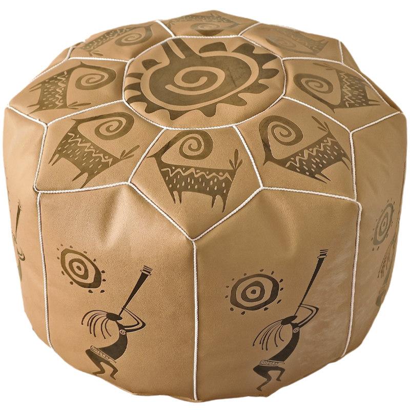 53x35cm Marokkói Bőrpuff Bőr Puff Kézzel készített Luxus Puff Ottomán Lábzsámoly Valódi Természetes Kecskebőr Töltetlen