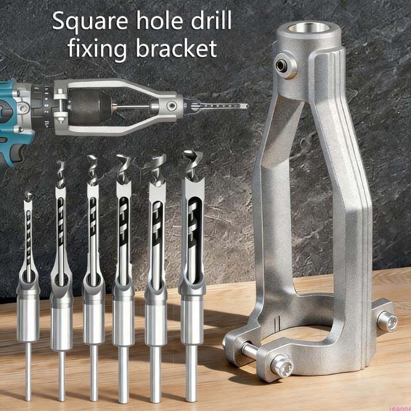 Aluminum Square Hole Jig Square Hole Drill Bit Adapter Mortising Attachment For Power Drills Adjustable Up To 54mm