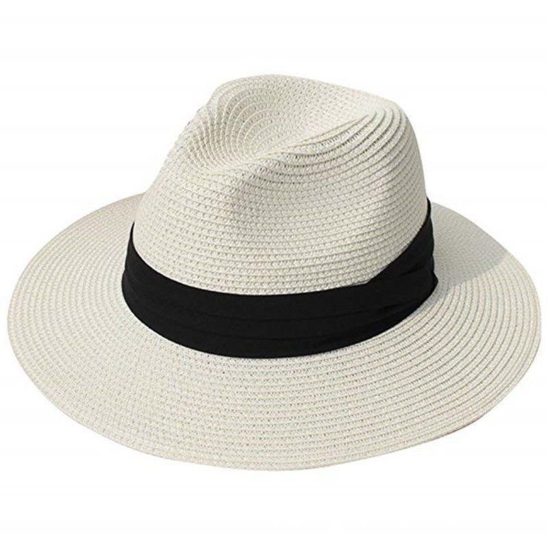 Women's Straw Hat Panama Star Top Hat Sun Shade Foldable Couple Hat Beach Hat