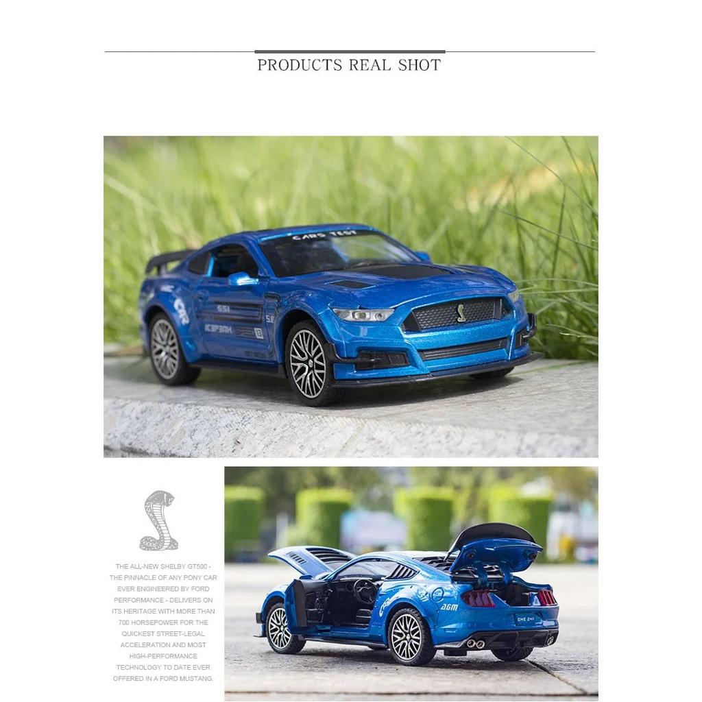 1/32 Ford Mustang GT500 Supercar Alloy Car Model Sound Pull Back Car 4 Open Door Children's Gifts Toy