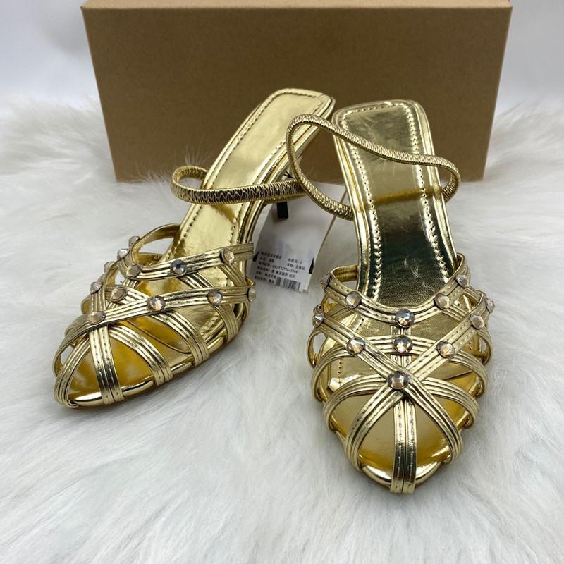 Mode Mode Paillettengeflecht Aushöhlen Damen Gladiatorsandalen Sexy Schmalband Slingbacks Büro Dame High Heels Sommer Partyschuhe