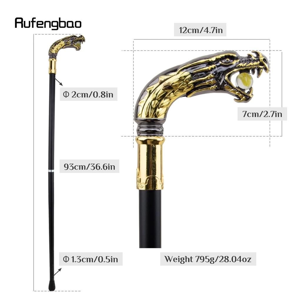 Mâner Dragon Negru Auriu Baston de lux Party Fashion Elegant Baston Decorativ Cospaly Buton Baston Crosier 90cm