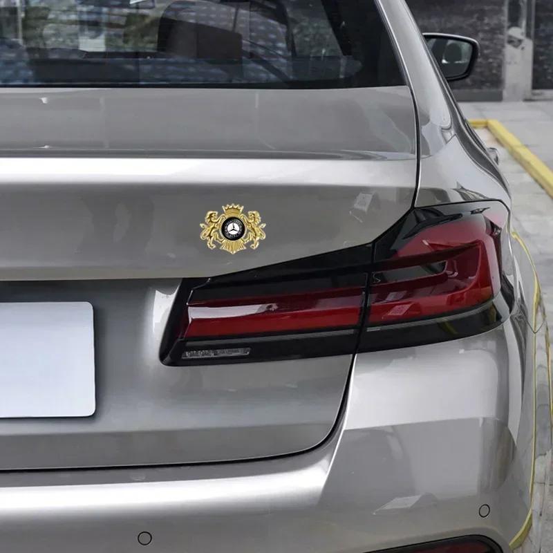 AABHZ1 Car Sticker 3D Metal Lion Side Trunk Decal for Mercedes Benz W203 W204 W168 W176 W124 W205 W211 CLA C63 G63 C180 A B C E Class