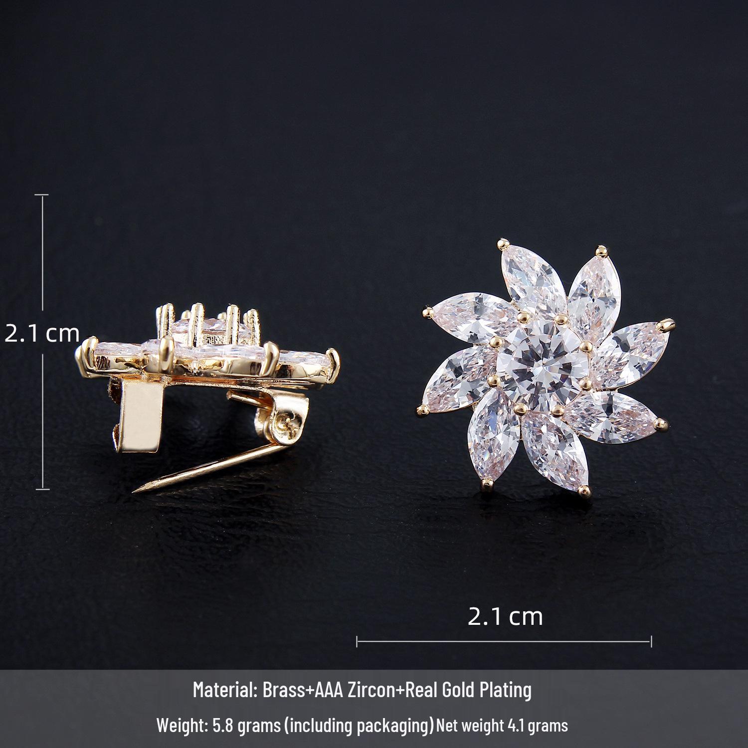 Luxury Zircon-Inlaid Pinwheel Brooch  Anti-Exposure Lapel Pin for Men and Women