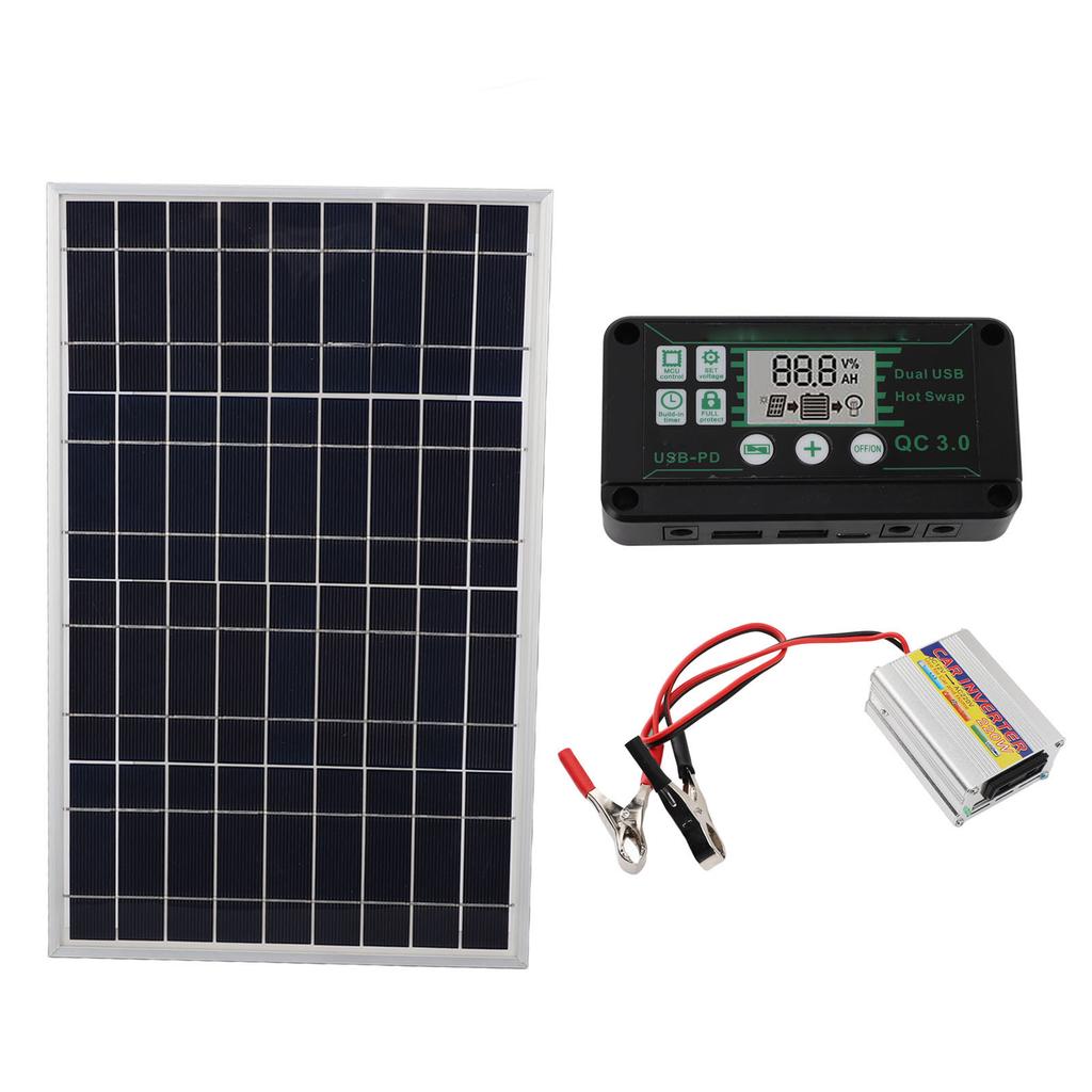 Solar Panel Kit 30W Solar Panel 220W MPPT Power Inverter Waterproof Controller for Power
