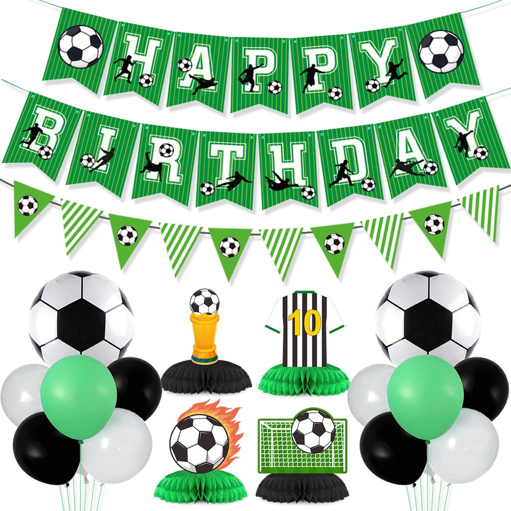 Football Birthday Party Supplies, Soccer Banner & Cake Topper Decor Set