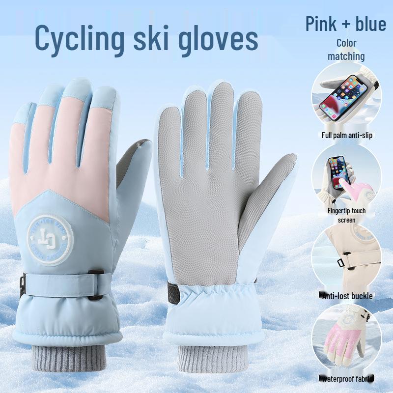Unisex Winter Skihandschuhe: Samtgefüttert, Touchscreen-kompatibel, Winddicht und Kälteschutz für Outdoor-Sportarten