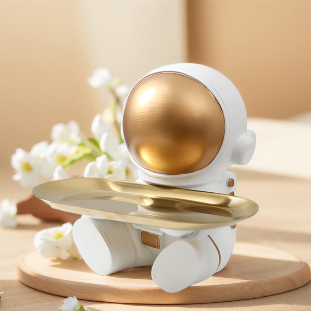 Astronaut Key Bowl for Sundries Creative Astronaut Figurine Decorative Tray Table Decor Snack Holder Living Room Table Ornaments