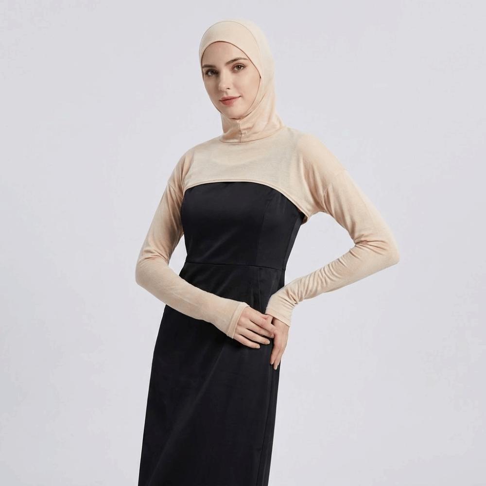 Long Arm Hooded Capelet Full Neck Cover Hijab Convenient Sun Protection Sleeve Cover Under T-Shirt