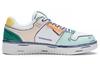 Li Ning Leather Fashion Abrasion Resistant Breathable Low Top Skateboard Shoes Men's White Green AGCS199-2